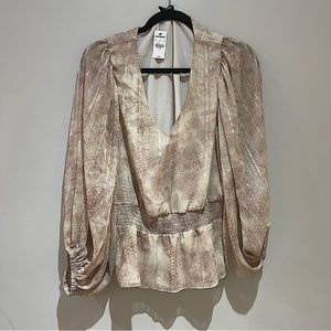 Express snakeskin vneck top L NWT